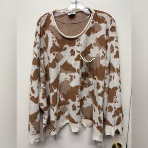 ARULA cow pattern oversized sweater